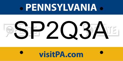 SP2Q3A Pennsylvania License Plate