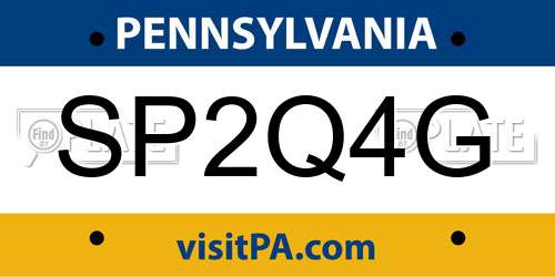 SP2Q4G Pennsylvania License Plate