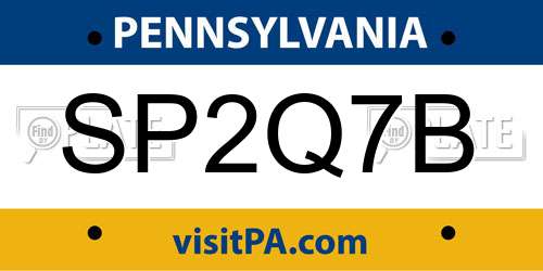 SP2Q7B Pennsylvania License Plate