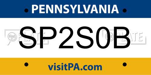 SP2S0B Pennsylvania License Plate