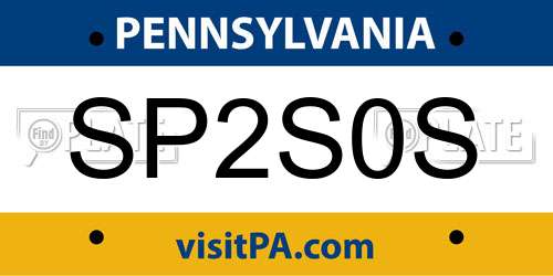 SP2S0S Pennsylvania License Plate