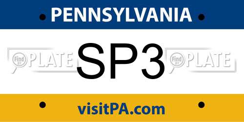 SP3 Pennsylvania License Plate