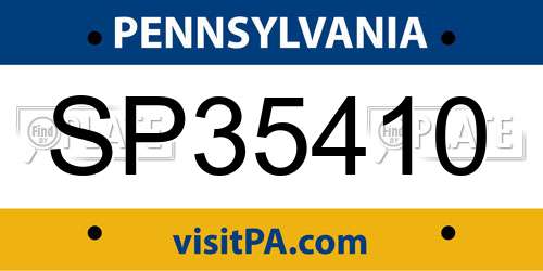 SP35410 Pennsylvania License Plate