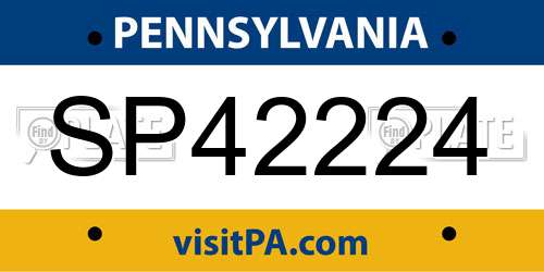 SP42224 Pennsylvania License Plate