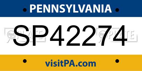 SP42274 Pennsylvania License Plate