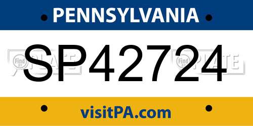 SP42724 Pennsylvania License Plate