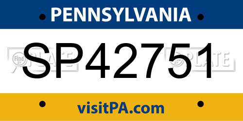 SP42751 Pennsylvania License Plate