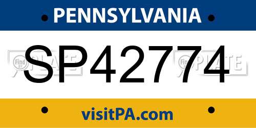 SP42774 Pennsylvania License Plate