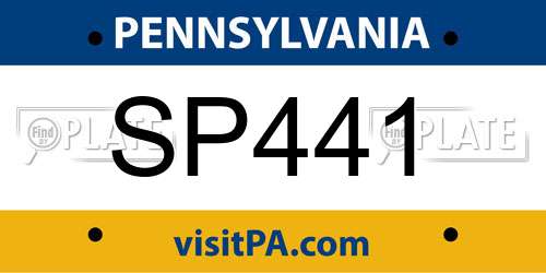 SP441 Pennsylvania License Plate
