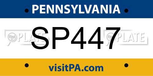 SP447 Pennsylvania License Plate