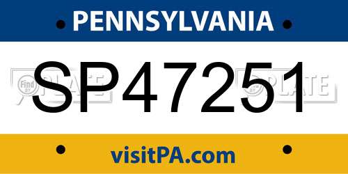 SP47251 Pennsylvania License Plate