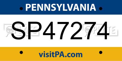 SP47274 Pennsylvania License Plate