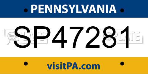SP47281 Pennsylvania License Plate