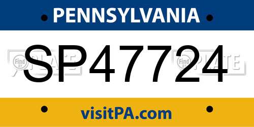 SP47724 Pennsylvania License Plate