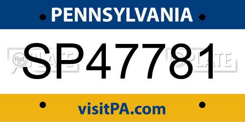 SP47781 Pennsylvania License Plate