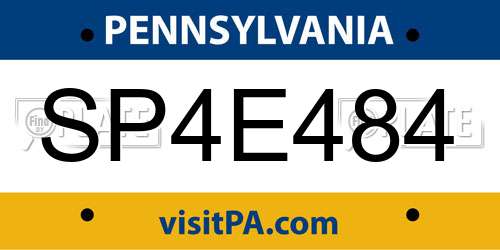 SP4E484 Pennsylvania License Plate