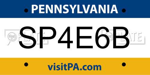 SP4E6B Pennsylvania License Plate