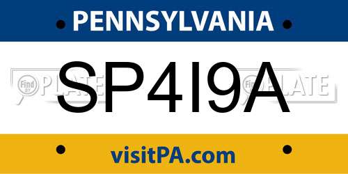 SP4I9A Pennsylvania License Plate