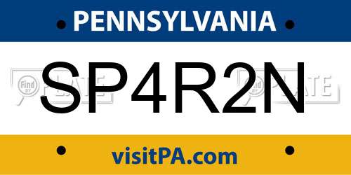 SP4R2N Pennsylvania License Plate
