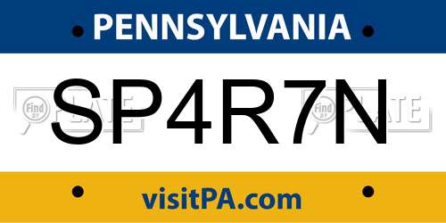 SP4R7N Pennsylvania License Plate