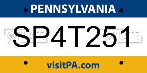 SP4T251 Pennsylvania License Plate