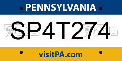 SP4T274 Pennsylvania License Plate