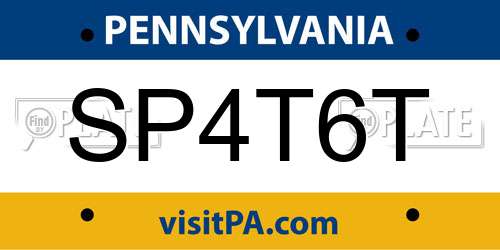 SP4T6T Pennsylvania License Plate