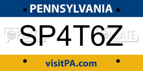 SP4T6Z Pennsylvania License Plate