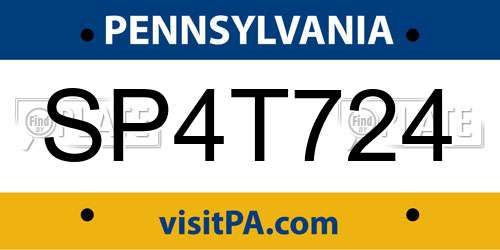 SP4T724 Pennsylvania License Plate