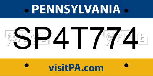 SP4T774 Pennsylvania License Plate