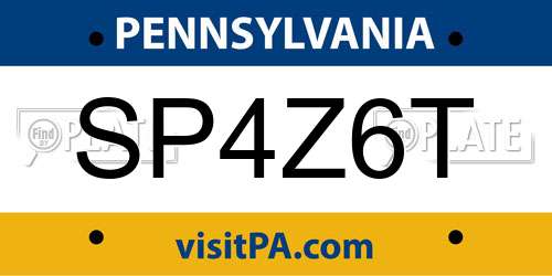 SP4Z6T Pennsylvania License Plate