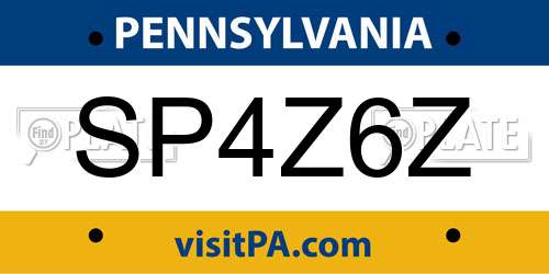 SP4Z6Z Pennsylvania License Plate