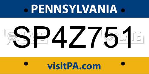 SP4Z751 Pennsylvania License Plate