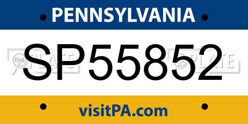 SP55852 Pennsylvania License Plate