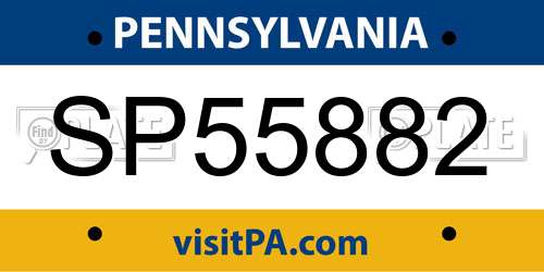 SP55882 Pennsylvania License Plate