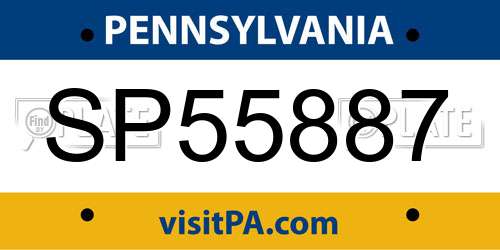 SP55887 Pennsylvania License Plate