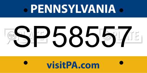 SP58557 Pennsylvania License Plate