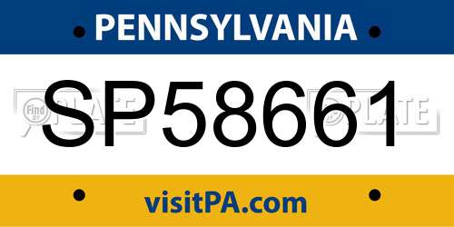 SP58661 Pennsylvania License Plate