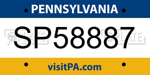 SP58887 Pennsylvania License Plate