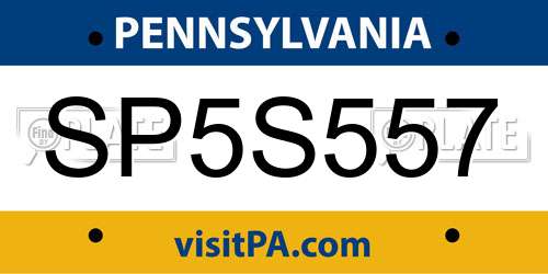 SP5S557 Pennsylvania License Plate