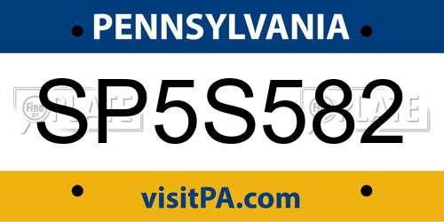 SP5S582 Pennsylvania License Plate