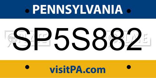 SP5S882 Pennsylvania License Plate