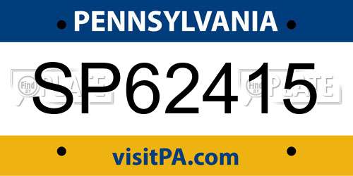 SP62415 Pennsylvania License Plate