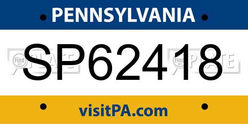 SP62418 Pennsylvania License Plate