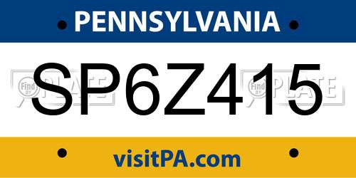 SP6Z415 Pennsylvania License Plate