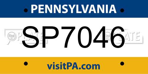 SP7046 Pennsylvania License Plate