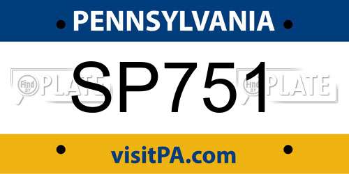 SP751 Pennsylvania License Plate