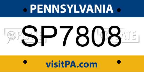 SP7808 Pennsylvania License Plate
