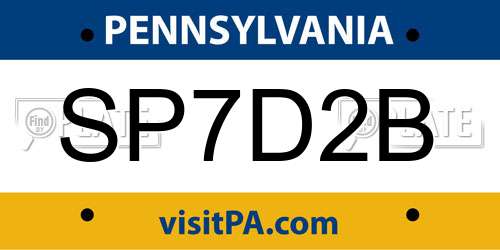 SP7D2B Pennsylvania License Plate