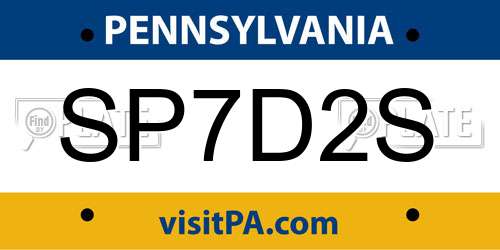 SP7D2S Pennsylvania License Plate